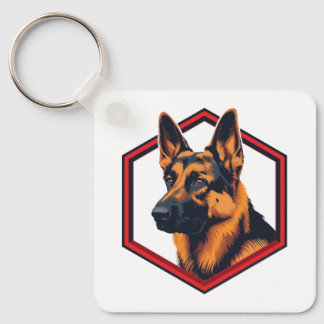 Beautiful German Shepard In A Six Sided Frame Nyckelring