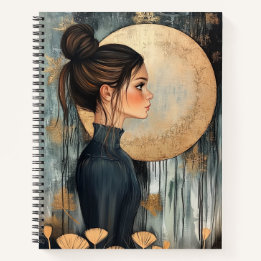 Beautiful Girl and Moon