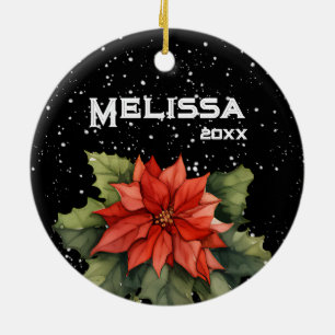 BEAUTIFUL GOD JUL, POINSETTIA, CANDY CANE JULGRANSPRYDNAD KERAMIK