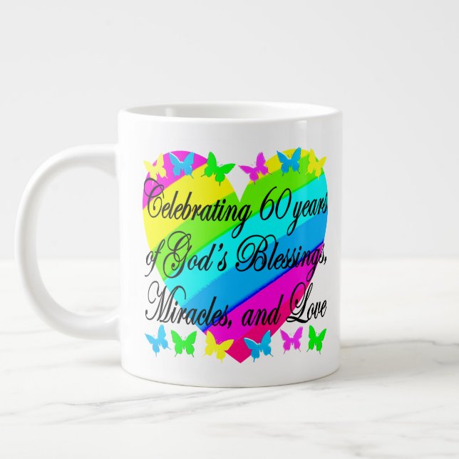 BEAUTIFUL GOD LOVING 60 BIRTHDAY MUGG JUMBO MUGG (Vänster)