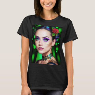 Beautiful goddess of the forest with green eyes t shirt