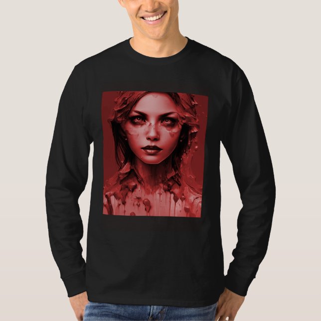 Beautiful Goth Girl Dark Gothic Horror T Shirt (Framsida)