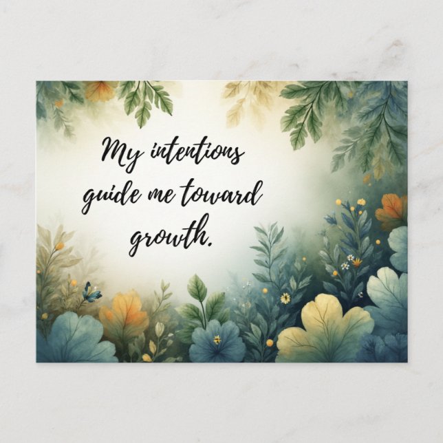 Beautiful Green Botanical Self-Growth Affirmation Vykort (Framsida)