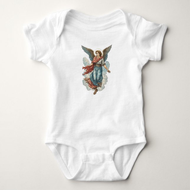 Beautiful Guardian Angel Baby Bodysuit T Shirt (Framsida)