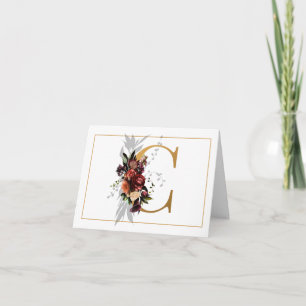 BEAUTIFUL GULD OCH BLOMMIGT MONOGRAM B ANTECKNINGSKORT
