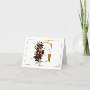 BEAUTIFUL GULD OCH BLOMMIGT MONOGRAM G ANTECKNINGSKORT