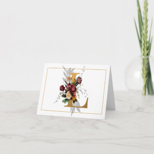 BEAUTIFUL GULD OCH BLOMMIGT MONOGRAM L ANTECKNINGSKORT