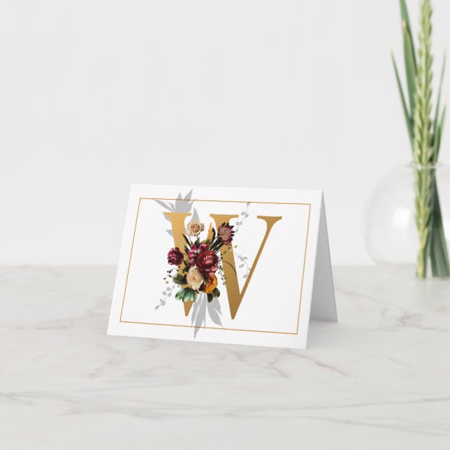 BEAUTIFUL GULD OCH BLOMMIGT MONOGRAM W ANTECKNINGSKORT (Framsida)