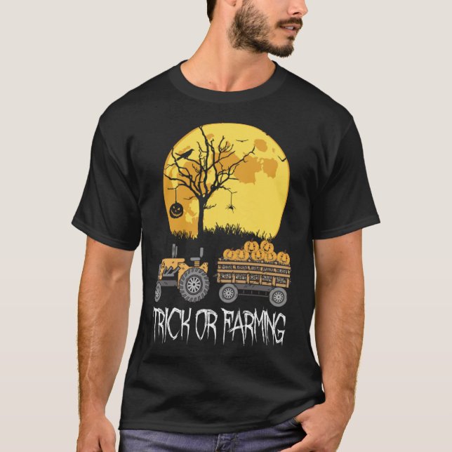 Beautiful Halloween pumpkin Tractor Farming Farmer T Shirt (Framsida)