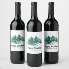 Beautiful Happy Holidays Custom Christmas Party Vinflaska Etikett