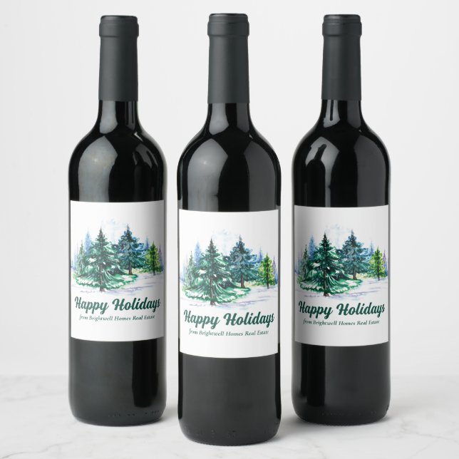 Beautiful Happy Holidays Custom Christmas Party Vinflaska Etikett (Flaskor)
