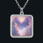 Beautiful heart of clouds and lightning. AI  Silverpläterat Halsband<br><div class="desc">Very beautiful image with a heart of lightning and clouds. Perfect design for generative content.</div>