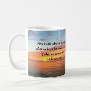 BEAUTIFUL HEBREWS 11:1 SUNRISE DESIGN KAFFEMUGG