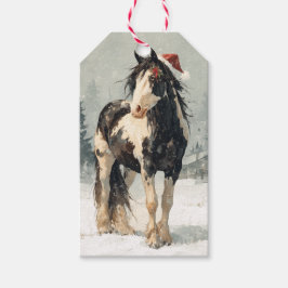 Beautiful Horse Christmas Gift Tag Presentetikett