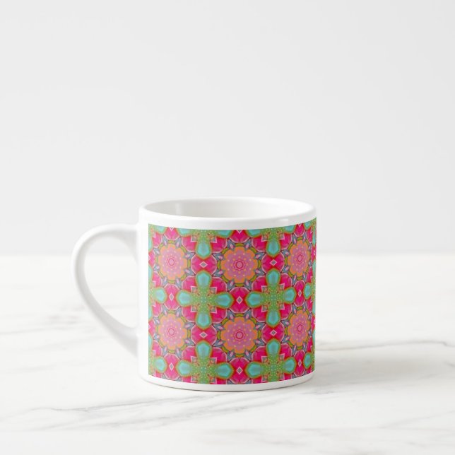 Beautiful Hot Pink and Green Floral Espressomugg (Vänster)