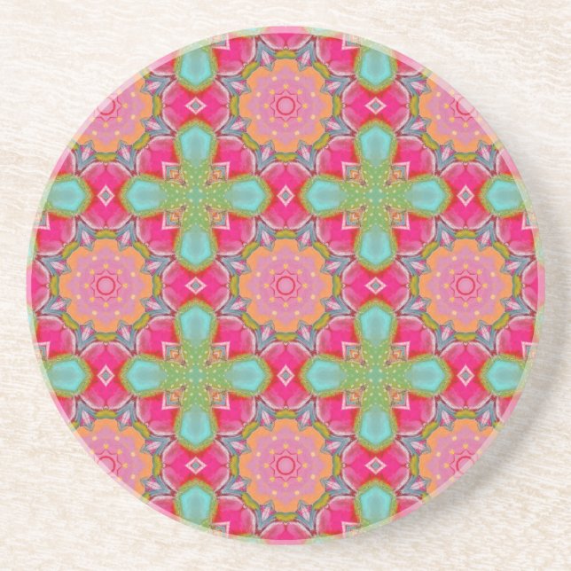 Beautiful Hot Pink and Green Floral Underlägg (Framsidan)