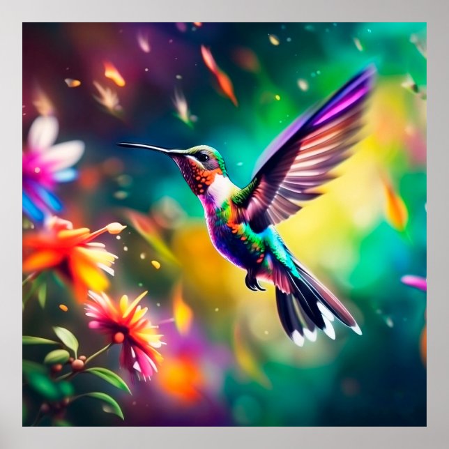 Beautiful Hummingbird in flight  Poster (Framsidan)