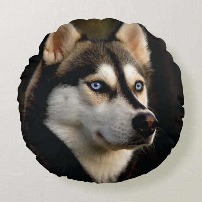 Beautiful Husky Throw Pillow Rund Kudde (Framsidan)
