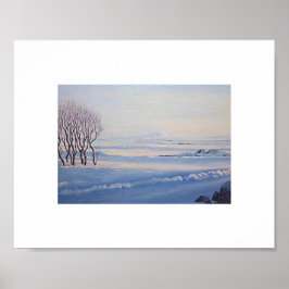 Beautiful Icelandic winter landscape painting art  Poster
