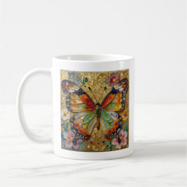 Beautiful Impasto Butterflies and Flowers Poem Kaffemugg