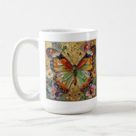 Beautiful Impasto Butterflies and Flowers Poem Kaffemugg