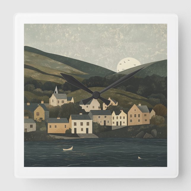 Beautiful Irish Countryside Clock Fyrkantig Klocka (Framsida)