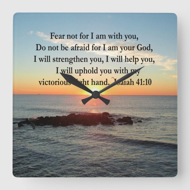 BEAUTIFUL ISAIAH 41:10 SUNRISE FYRKANTIG KLOCKA (Framsida)