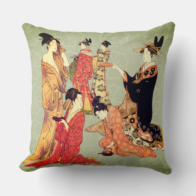 Beautiful Japanese Art Design Throw Pillows Kudde (Framsida)