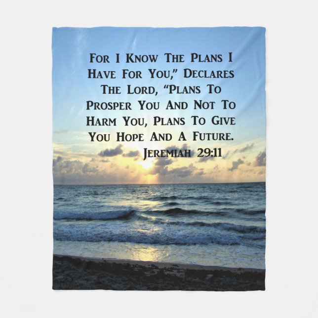 BEAUTIFUL JEREMIAH 29:11 SCRIPTURE VERSE FLEECEFILT (Framsidan)