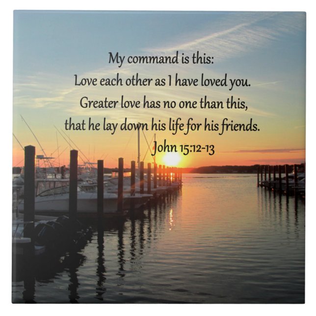 BEAUTIFUL JOHN 15:12 SUNSET PHOTO DESIGN KAKELPLATTA (Framsidan)