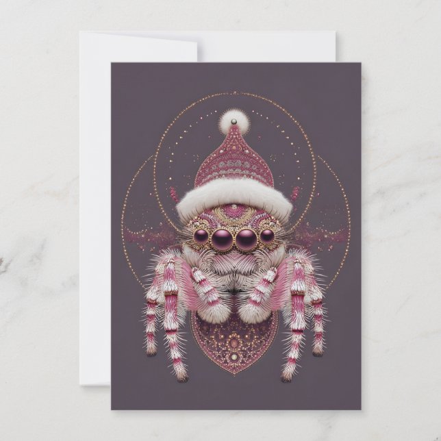 Beautiful Jumping Spider Christmas Cards Julkort (Framsida)