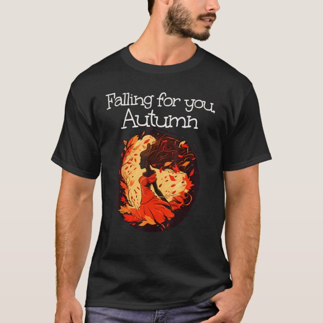 Beautiful Leaves Lady falling for Autumn T Shirt (Framsida)