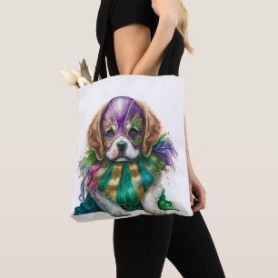 BEAUTIFUL LILA GRÖNT GULD MARDI GRAS PUPPY HUND TYGKASSE