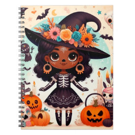 Beautiful little witch halloween party anteckningsbok