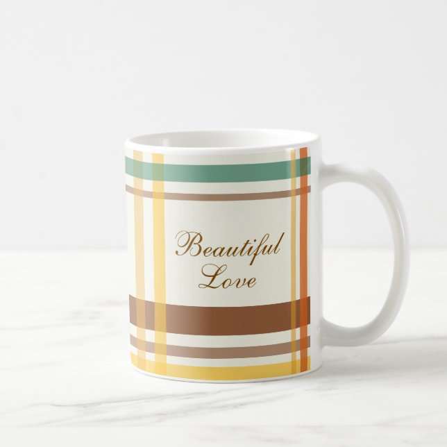 Beautiful Love Cozy Tartan Plaid Kaffemugg (Höger)
