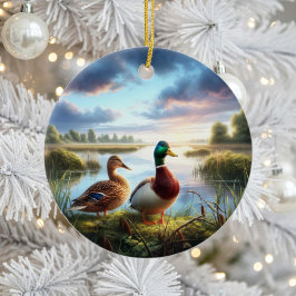 Beautiful Mallard Ducks Keepsake Julgransprydnad Keramik
