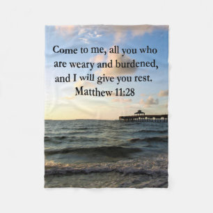 BEAUTIFUL MATTHEW 11:28 SCRIPTURE VERSE FLEECEFILT
