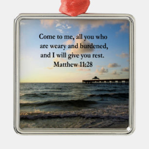 BEAUTIFUL MATTHEW 11:28 SCRIPTURE VERSE JULGRANSPRYDNAD METALL