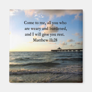 BEAUTIFUL MATTHEW 11:28 SCRIPTURE VERSE MAGNET