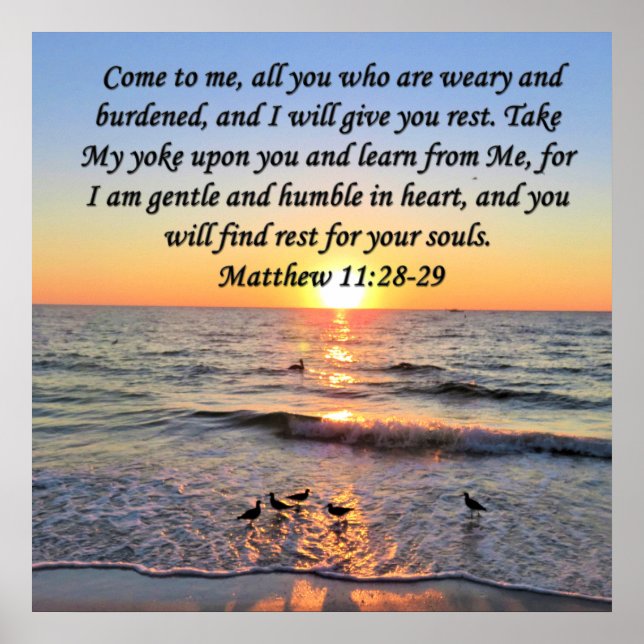 BEAUTIFUL MATTHEW 11:28 SUNRISE PHOTO DESIGN POSTER (Framsidan)