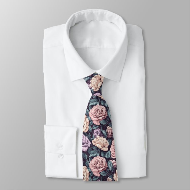 Beautiful Menswear Ties Rose Floral Slips (Bunden)