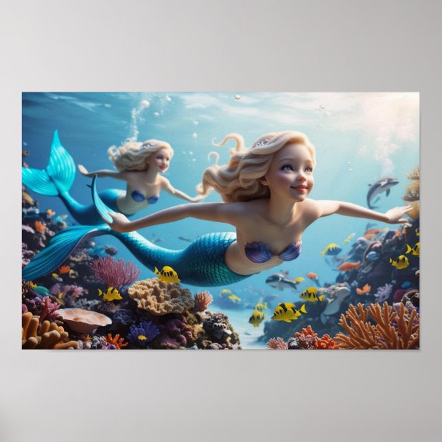 Beautiful Mermaid Twins - Underwater Adventure  Poster (Framsidan)