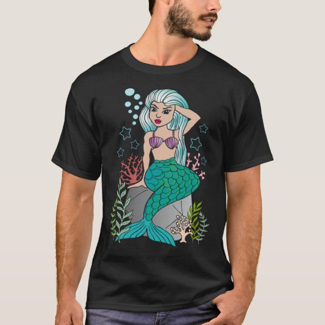 Beautiful Mermaid  Women Girls Underwater Sea Swim T Shirt (Framsida)