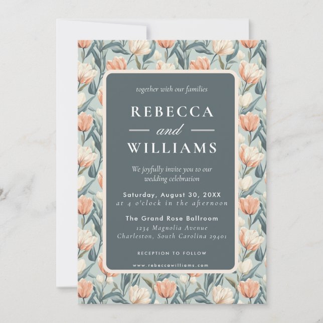 Beautiful Minimal Tulip Flower Spring Wedding Inbjudningar (Framsida)