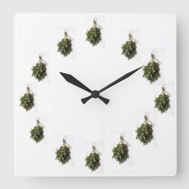 ’BEAUTIFUL MISTLETOE’ CHRISTMAS CLOCK FYRKANTIG KLOCKA (Framsida)
