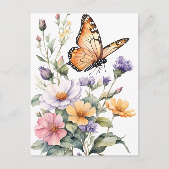 Beautiful Monarch Butterfly Watercolor Vykort (Framsida)