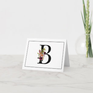 BEAUTIFUL MONOGRAM B MED BLOMMIGT ACCENTER ANTECKNINGSKORT