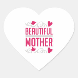 Beautiful Mother Elegant Floral Heart Typography G Hjärtformat Klistermärke