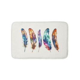 Beautiful Multicolor Boho Feathers - Graphic Art Badrumsmatta