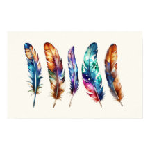Beautiful Multicolor Boho Feathers - Graphic Art